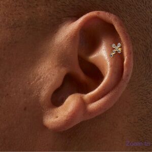 Claire’s Gold Colored Titanium Cross Helix Flat Back Earring (16G)
